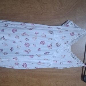 Laura Ashley White Dress with Seashell Pattern